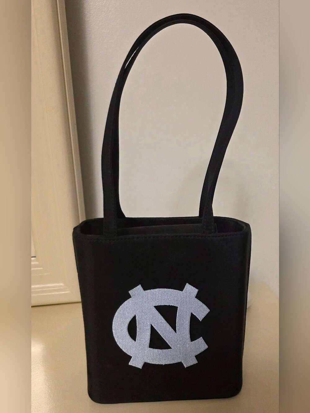 Sandol Living Fashion Black Tote Bag with Baby Blue UNC Logo